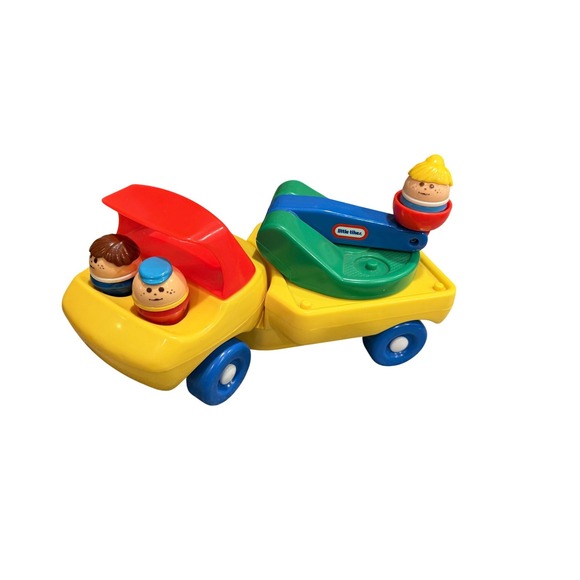 Vintage Little Tikes Toddle Tots Up N Down Truck Box Little 3 People Figures Box - Picture 3 of 15